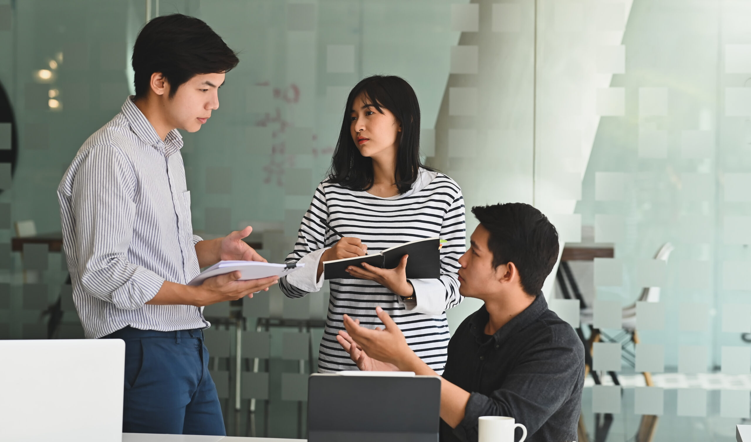 Young business meeting with startup project in modern