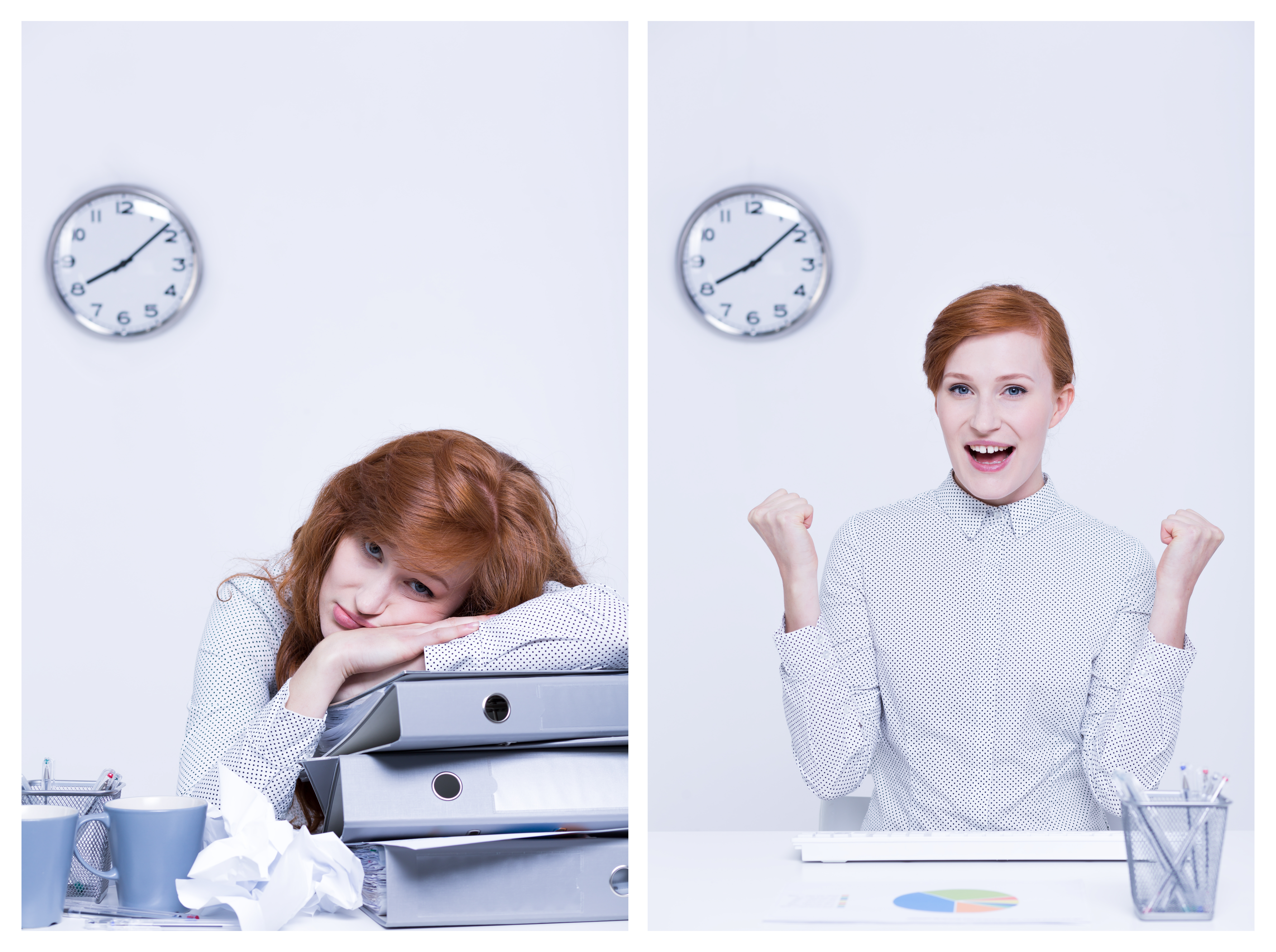 Overworked and efficient worker Overworked and efficient corporate worker sitting at desk