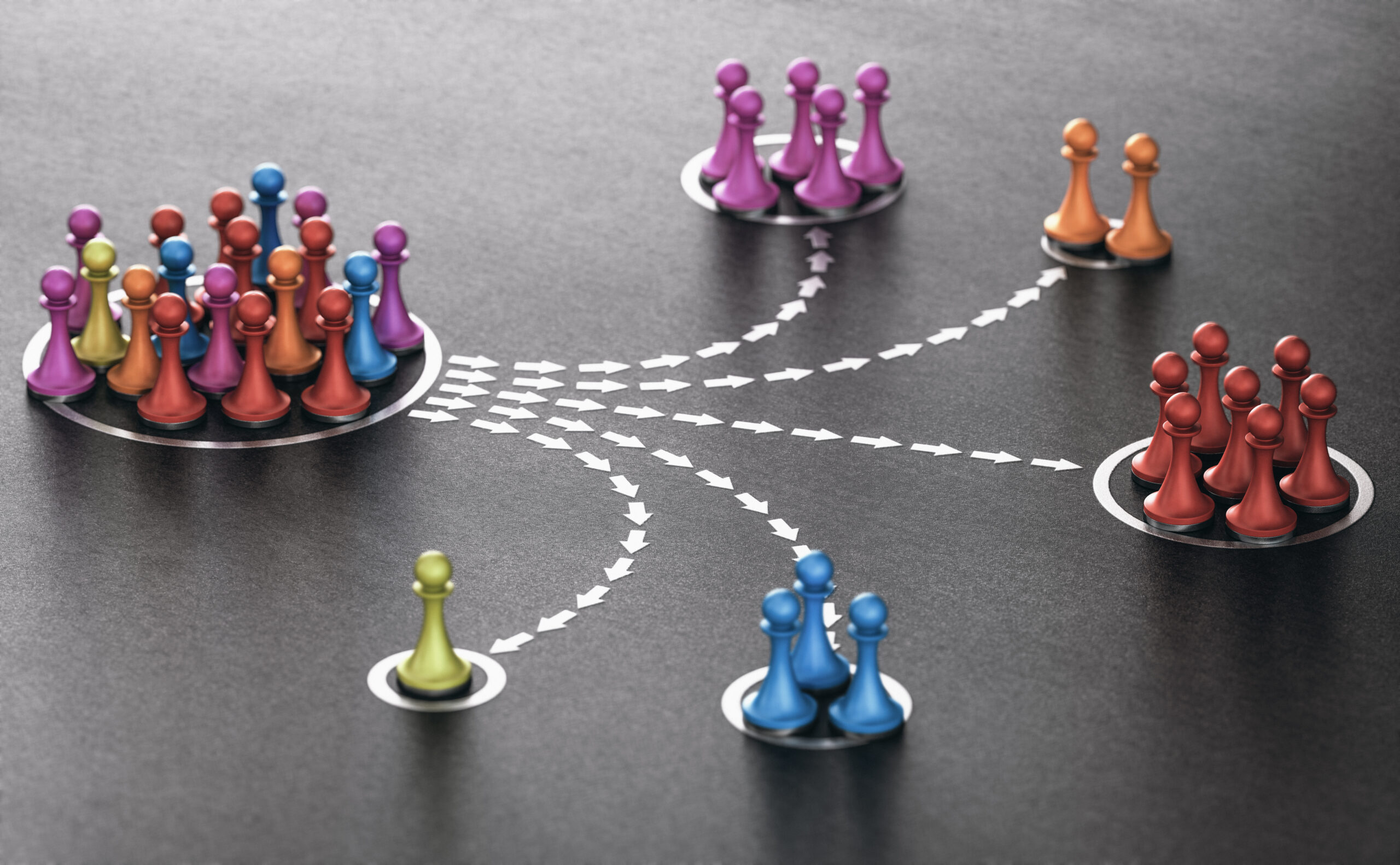 Audience segmentation or customer segregation. Marketing concept.